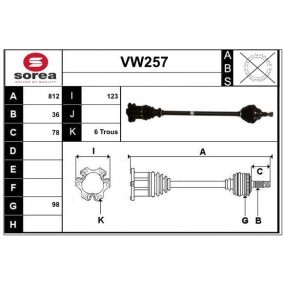 Acquista Semiasse da SERA VW257 a buon mercato per soli 219,68 €