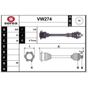 Comprar Árbol de transmisión de SERA VW274 a bajo precio de 151,77 €