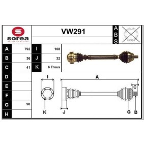 Acquista Semiasse da SERA VW291 a buon mercato per soli 186,90 €