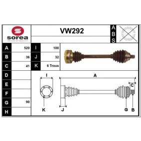 Comprar Árbol de transmisión de SERA VW292 a bajo precio de 174,73 €