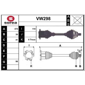 Comprar Árbol de transmisión de SERA VW298 a bajo precio de 204,43 €