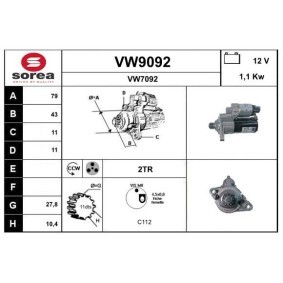 Köp Startmotor av SNRA VW9092 till det låga priset 2081,97 kr
