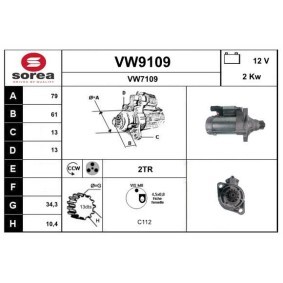Köp Startmotor av SNRA VW9109 till det låga priset 4317,36 kr
