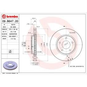 Bremsscheibe 09.B647.21 von BREMBO günstig für 54,68 € online kaufen