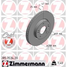 Bremsscheibe 285.3534.20 von ZIMMERMANN günstig für 66,42 € online kaufen