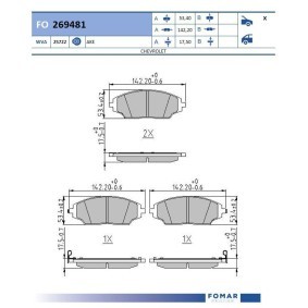 Bremsbeläge FO 269481 für CHEVROLET