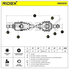 Comprar Árbol de transmisión de RIDEX 13D0310 a bajo precio de 107,03 €