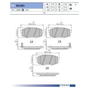 Bremsbeläge FO 861081 für KIA