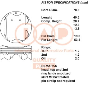 Achetez des Piston IAP QUALITY PARTS 100-12025 à prix pour 473,35 €