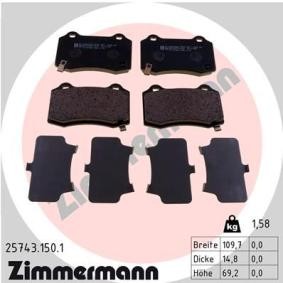 Køb Bremseklodser af ZIMMERMANN 25743.150.1 til den lave pris 646,33 DKK
