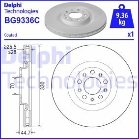 Kjøp Bremseskive av DELPHI BG9336C til den lave prisen 774,64 NOK