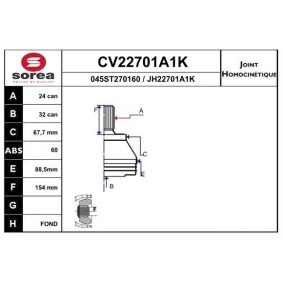 Acquista Kit giunti semiasse da EAI CV22701A1K a buon mercato per soli 75,70 €