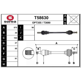 Achetez des Arbre de transmission EAI T58630 à prix pour 149,64 €