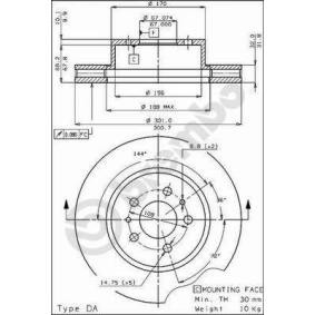 Achetez des Disque de frein BREMBO 09.3036.10 à prix pour 89,98 €