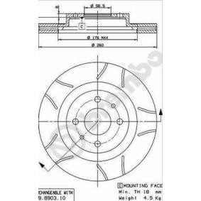 Bremsscheibe 09.8903.75 von BREMBO günstig für 38,75 € online kaufen