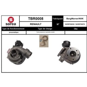 Turbolader TBR0008 für Megane III Schrägheck (BZ0/1_) für 435,47 CHF
