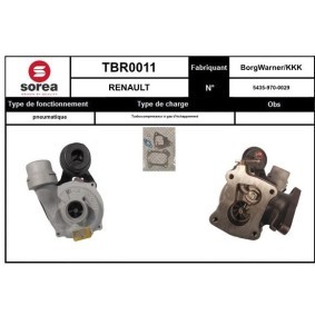Turbolader TBR0011 für Megane III Schrägheck (BZ0/1_) für 307,64 CHF