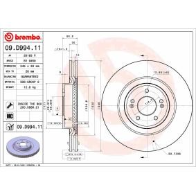 Achetez des Disque de frein BREMBO 09.D994.11 à prix pour 108,40 €