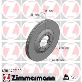Achetez des Disque de frein ZIMMERMANN 430.1477.00 à prix pour 51,04 €