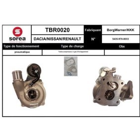Comprar Turbocompresor de SNRA TBR0020 a bajo precio de 321,40 €