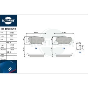 Acquista Kit pastiglie freni da ROTINGER RT 1PD18640 a buon mercato per soli 29,66 €