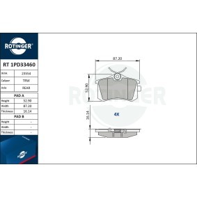 Acquista Kit pastiglie freni da ROTINGER RT 1PD33460 a buon mercato per soli 31,23 €