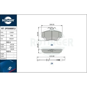 Acquista Kit pastiglie freni da ROTINGER RT 2PD08852 a buon mercato per soli 24,92 €