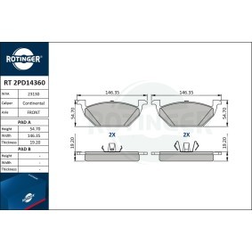 Acquista Kit pastiglie freni da ROTINGER RT 2PD14360 a buon mercato per soli 39,26 €