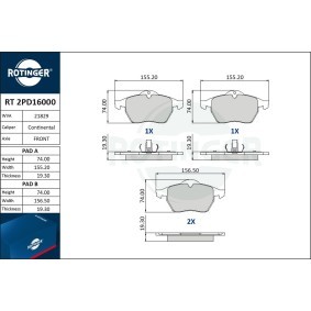 Acquista Kit pastiglie freni da ROTINGER RT 2PD16000 a buon mercato per soli 39,30 €