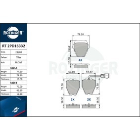 Acquista Kit pastiglie freni da ROTINGER RT 2PD16332 a buon mercato per soli 68,28 €