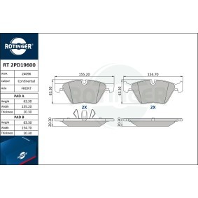 Acquista Kit pastiglie freni da ROTINGER RT 2PD19600 a buon mercato per soli 48,39 €