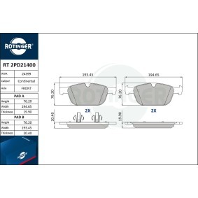 Acquista Kit pastiglie freni da ROTINGER RT 2PD21400 a buon mercato per soli 57,22 €
