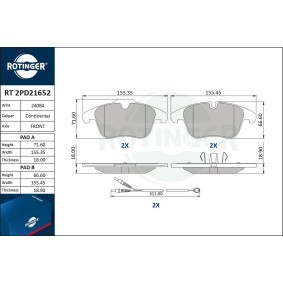 Acquista Kit pastiglie freni da ROTINGER RT 2PD21652 a buon mercato per soli 58,27 €