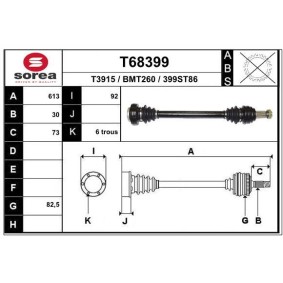 Köp Drivaxel av EAI T68399 till det låga priset 1766,86 kr