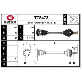 Köp Drivaxel av EAI T78473 till det låga priset 1435,04 kr