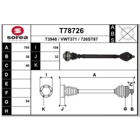 Köp Drivaxel av EAI T78726 till det låga priset 2172,82 kr