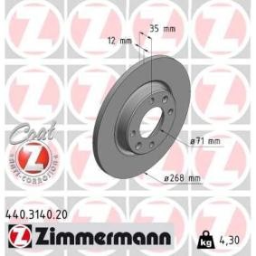 Achetez des Disque de frein ZIMMERMANN 440.3140.20 à prix pour 44,75 €