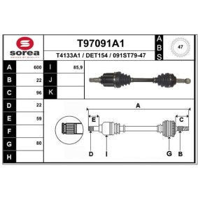 Compre Veio de transmissão da EAI T97091A1 a um preço baixo por 117,11 €