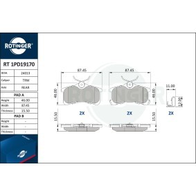 Acquista Kit pastiglie freni da ROTINGER RT 1PD19170 a buon mercato per soli 44,93 €