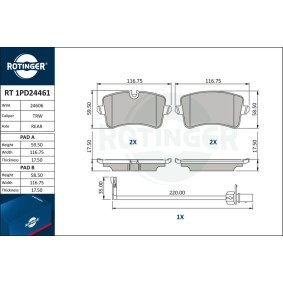 Acquista Kit pastiglie freni da ROTINGER RT 1PD24461 a buon mercato per soli 50,00 €