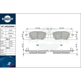 Acquista Kit pastiglie freni da ROTINGER RT 1PD33940 a buon mercato per soli 43,04 €