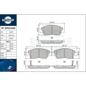 Acquista Kit pastiglie freni da ROTINGER RT 2PD21940 a buon mercato per soli 46,41 €