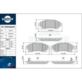Acquista Kit pastiglie freni da ROTINGER RT 2PD26640 a buon mercato per soli 41,48 €