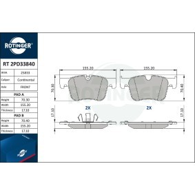 Comprar Juego de pastillas de freno de ROTINGER RT 2PD33840 a bajo precio de 83,30 €