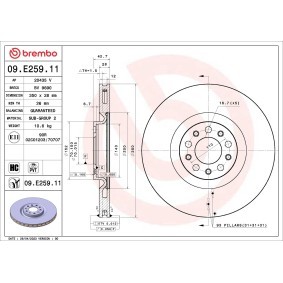 Acquista Disco freno da BREMBO 09.E259.11 a buon mercato per soli 103,35 €