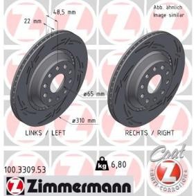Achetez des Disque de frein ZIMMERMANN 100.3309.53 à prix pour 125,41 €