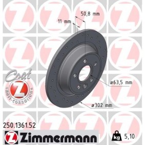 Bremsscheibe 250.1361.52 von ZIMMERMANN günstig für 71,64 € online kaufen
