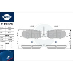 Köp Bromsbelägg av ROTINGER RT 1PD21720 till det låga priset 484,46 kr