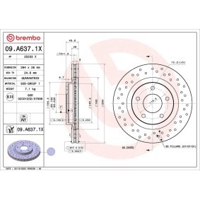 Bremsscheibe 09.A637.1X von BREMBO günstig für 81,34 € online kaufen