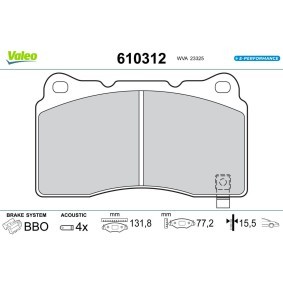 Acquista Kit pastiglie freni da VALEO 610312 a buon mercato per soli 65,36 €